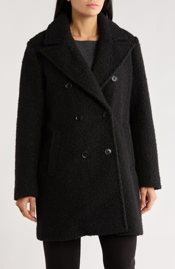 Bcbgeneration Missy Double Breasted Bouclé Coat In Black