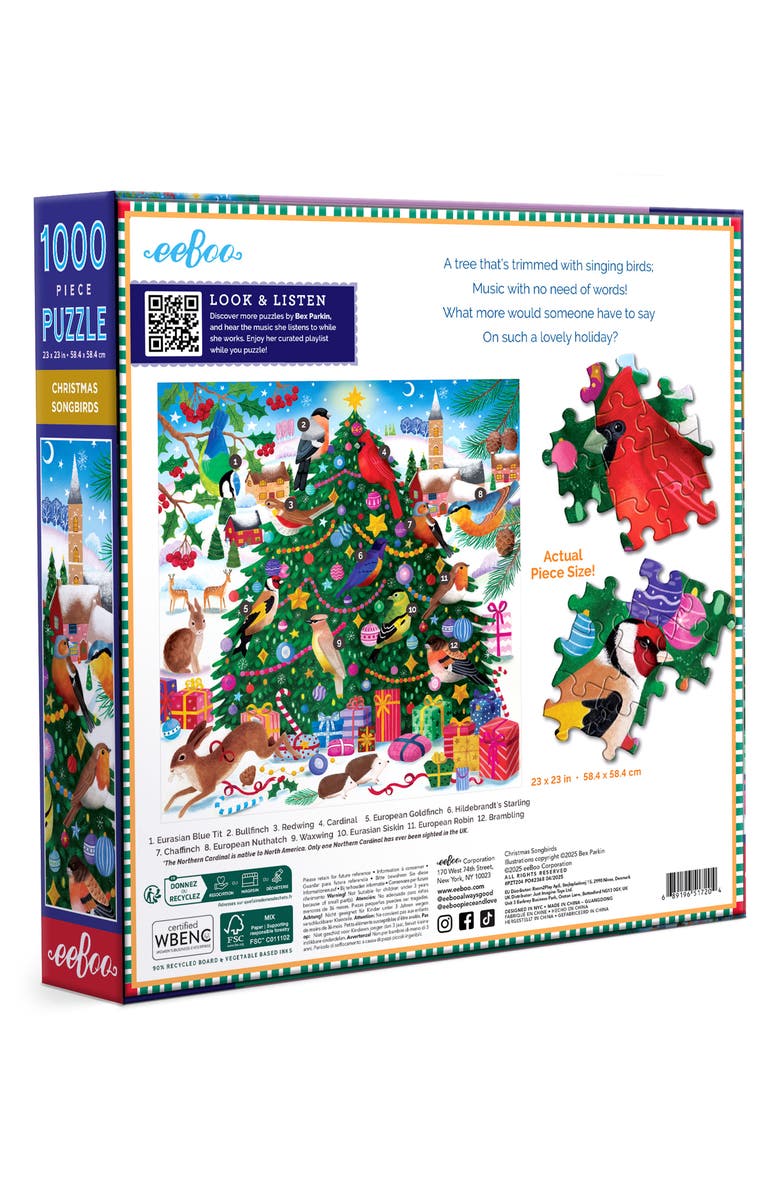 eeBoo Christmas Songbirds 1000-Piece Puzzle, Alternate, color, Multi