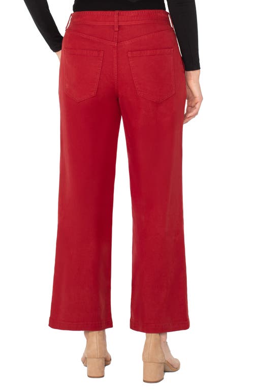 Liverpool Los Angeles Stride Belted High Waist Ankle Wide Leg Twill Pants In Red