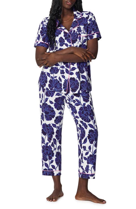 Print Stretch Organic Cotton Jersey Crop Pajamas (Regular & Plus)