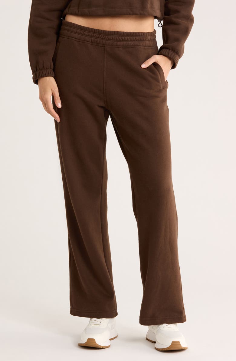 CALVIN KLEIN PERFORMANCE High Waist Relaxed Straight Leg Sweatpants, Main, color, Brown Cork