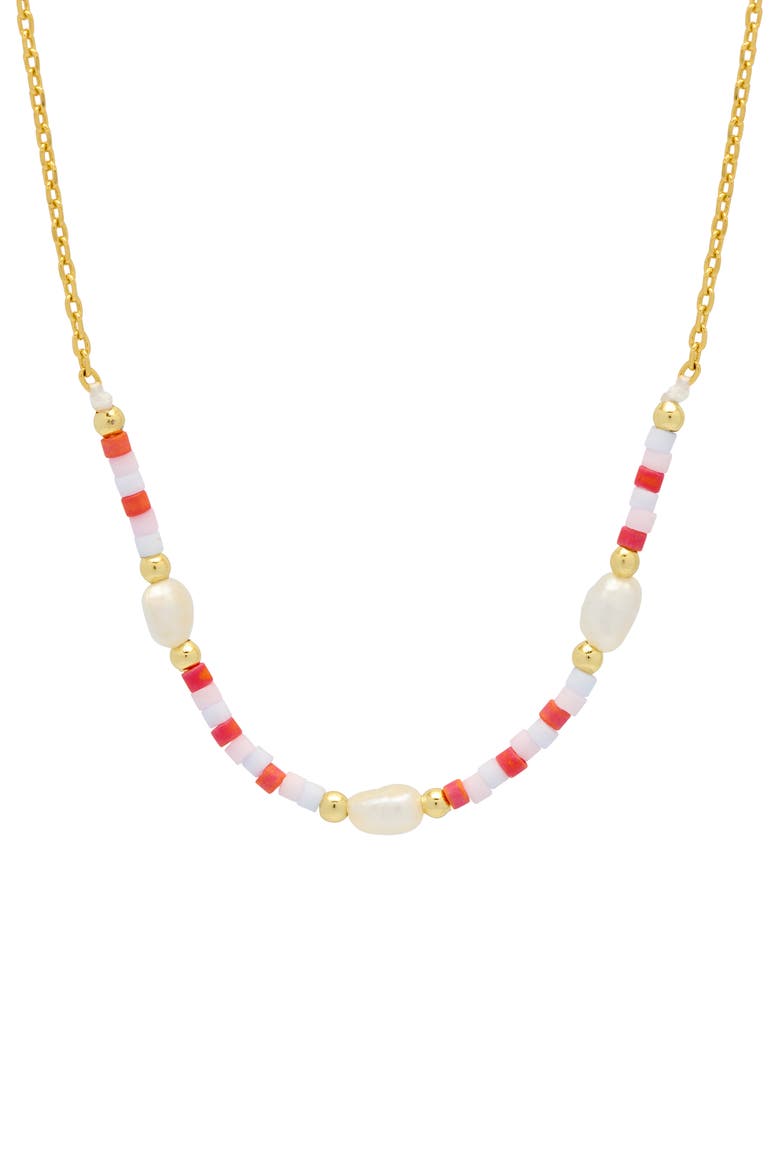 Miyuki & Faux Pearl Necklace, Main, color, GOLD