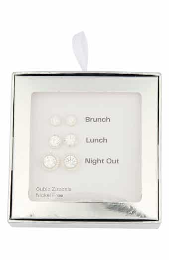 NORDSTROM RACK 3-Pack Assorted Halo Cubic Zirconia Stud Earrings
