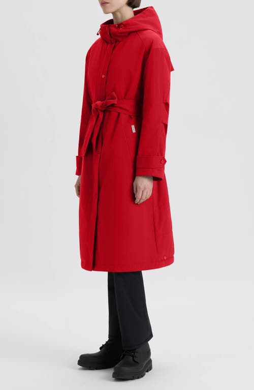 Hunter Violet Hooded Long Trench Coat In Red