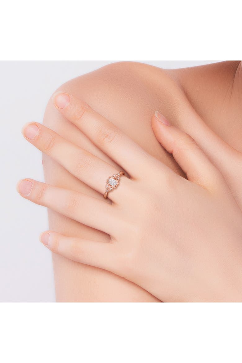 Diamond Milgrain Engagement Ring, Alternate, color, Rose-Plated Sterling Silver