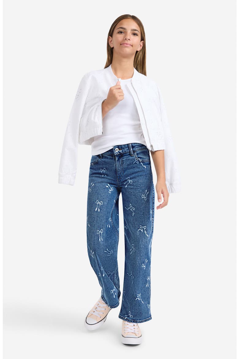 Kids' Bow Print High Waist Wide Leg Jeans, Alternate, color, MGLANF DUS