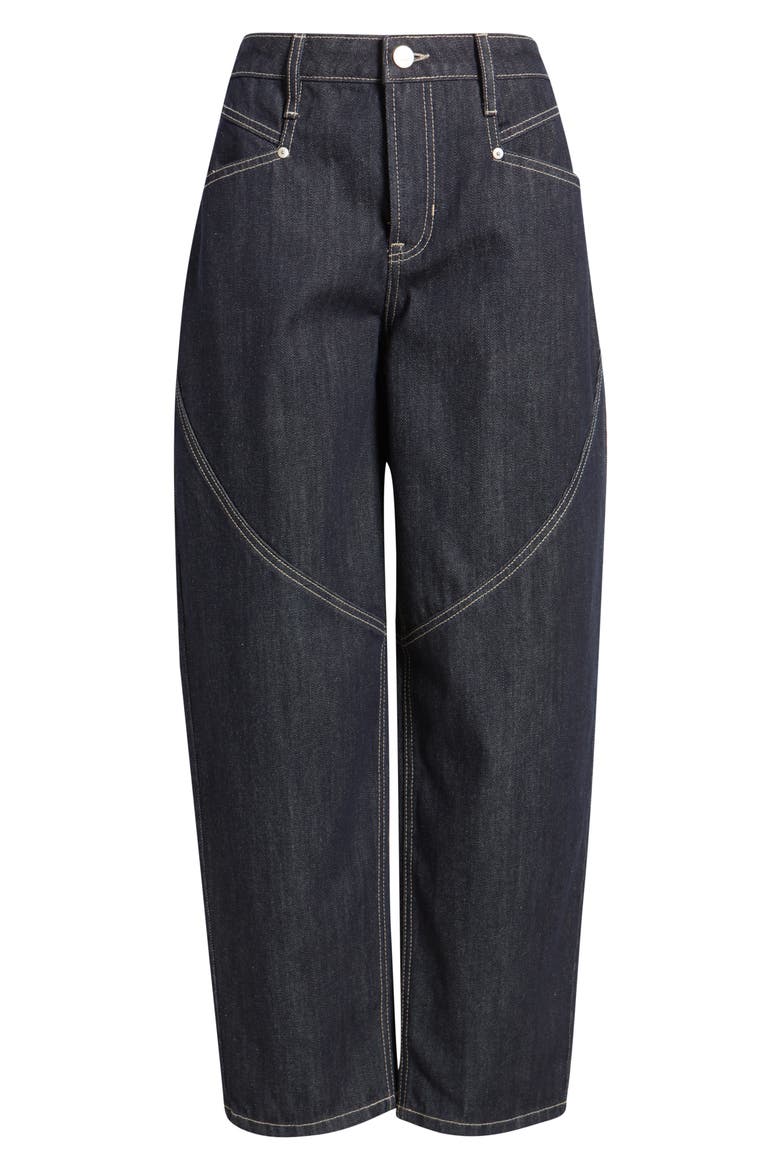 High Waist Spliced Seam Crescent Leg Jeans, Alternate, color, INDIGO