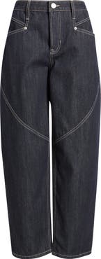 CITY BLUES High Waist Spliced Seam Crescent Leg Jeans