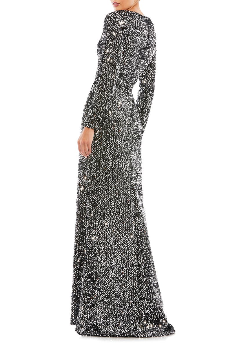 Mac Duggal Long Sleeve Sequin Trumpet Gown, Alternate, color,