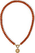 Nadri Beads of Paradise Carnelian & Cubic Zirconia Sun Pendant Necklace