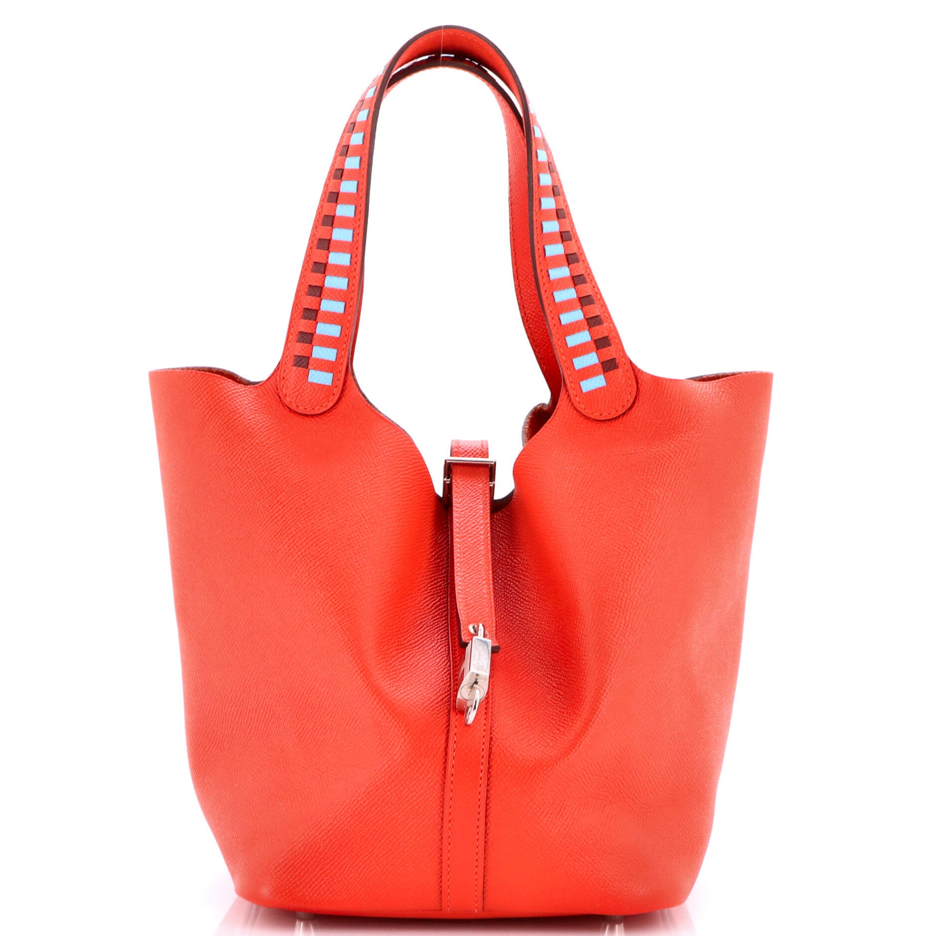 Picotin Lock Bag Tressage Epsom MM, Main, color, Red