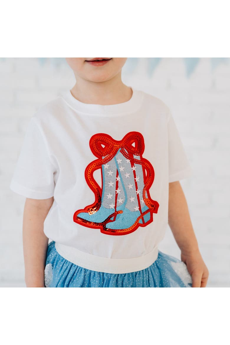 Patriotic Cowgirl Patch Short Sleeve T-Shirt, Alternate, color, White