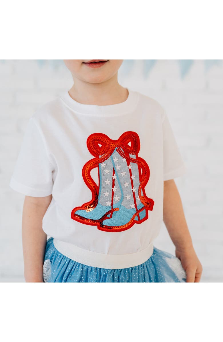 Sweet Wink Patriotic Cowgirl Patch Short Sleeve T-Shirt, Alternate, color, White