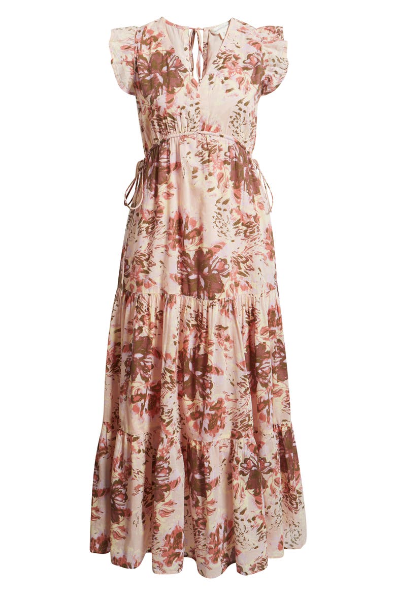 Floral Print Cotton Midi Dress, Alternate, color, PINK WHIMSY BLOOM