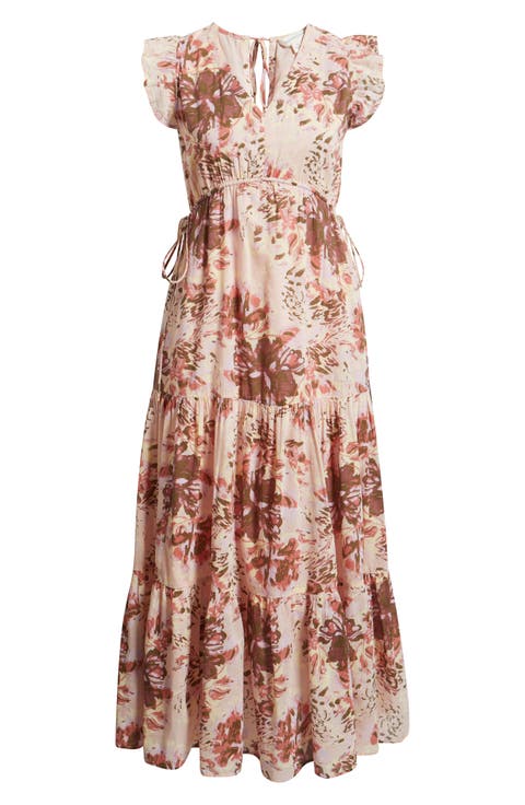 Floral Print Cotton Midi Dress