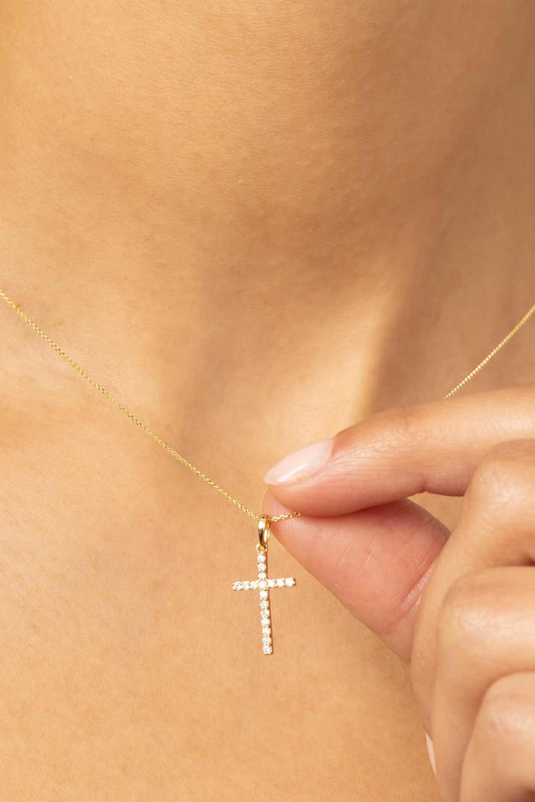 14K Gold Faith Diamond Cross Pendant Necklace, Alternate, color, Yellow Gold - Diamonds