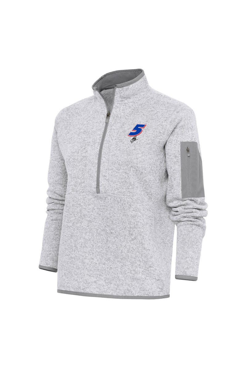 ANTIGUA Women's Antigua Heather Gray Kyle Larson Fortune Half-Zip Pullover Sweater, Main, color, Heather Gray