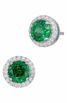 SAVVY CIE JEWELS Floral Faceted Round Cubic Zirconia Halo Stud Earrings