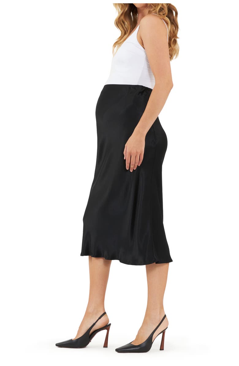 Ripe Maternity Crystal Satin Skirt, Alternate, color, Black