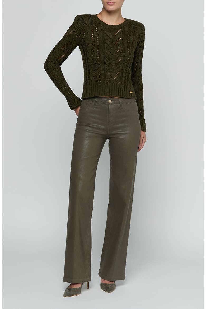 Scottie Coated High Waist Wide Leg Jeans, Alternate, color, ASH OLIVE COATED