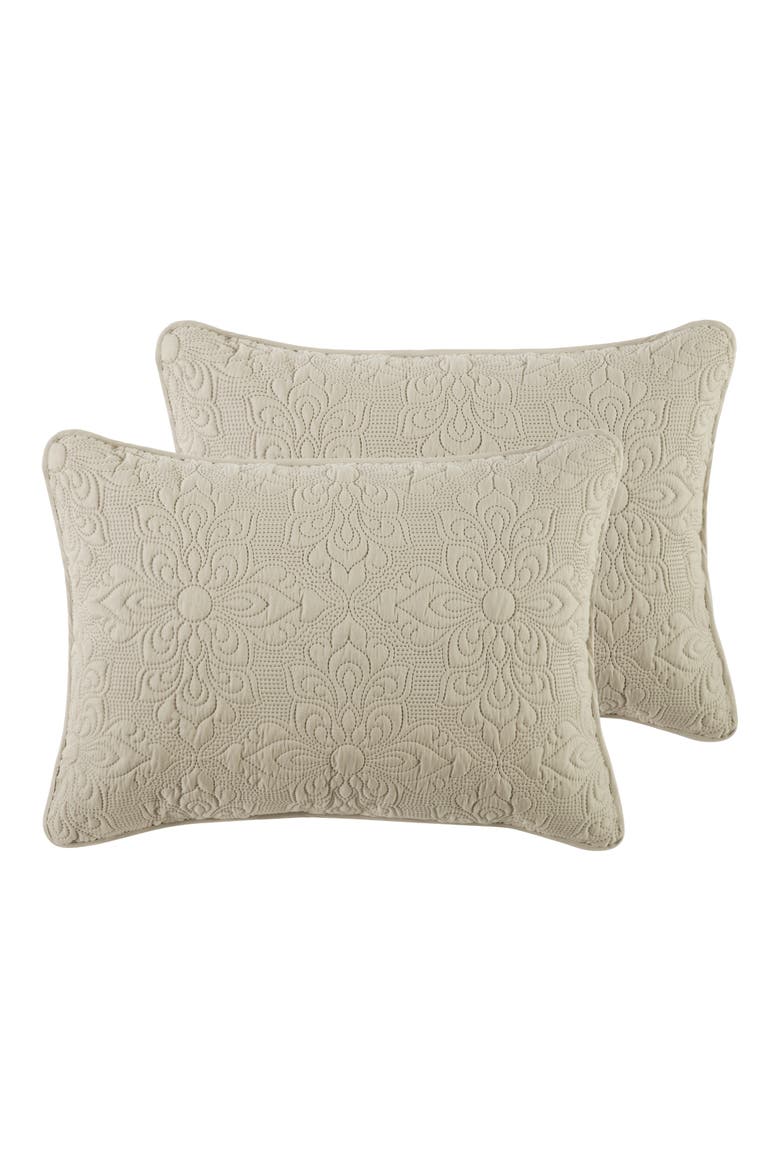 Caroline Embossed Floral Quilt Set, Alternate, color, TAUPE