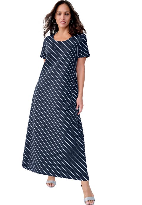 Stretch Cotton T-Shirt Maxi Dress (Plus) (Petite Available)