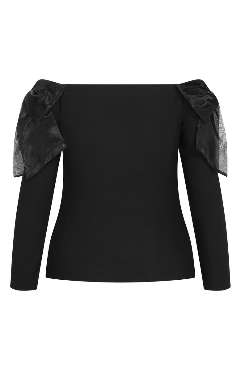 City Chic Stacie Off the Shoulder Long Sleeve Top, Alternate, color, Black