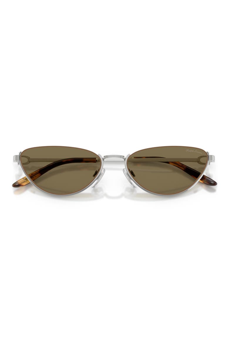 57mm Cat Eye Sunglasses, Alternate, color, SHINY SILVER / LIGHT BROWN