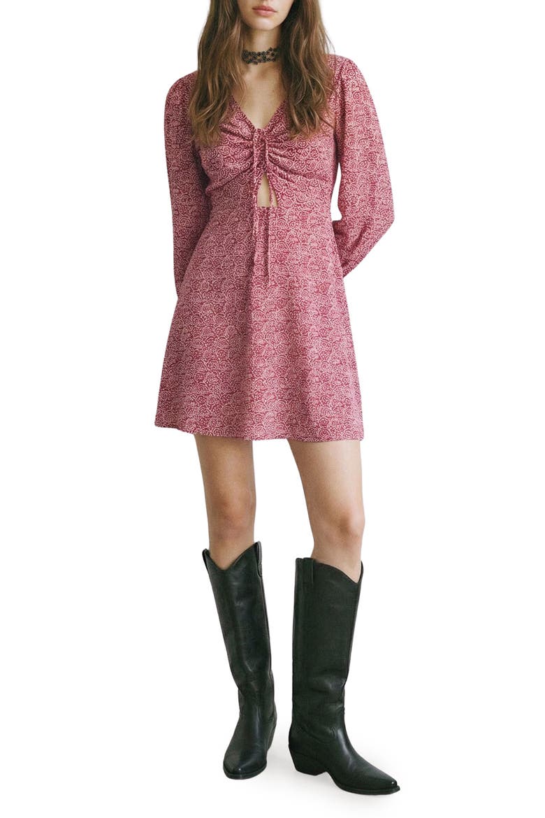 Print Long Sleeve Dress, Main, color, RED