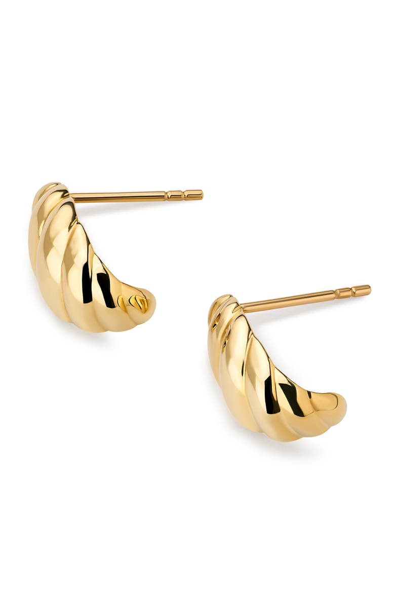 Solid Yellow Gold - Rope Huggie Studs, Alternate, color, Gold