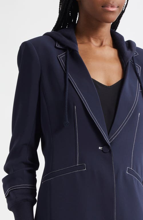 Cinq À Sept Cinq A Sept Khloe Topstitch Hooded Blazer In Navy