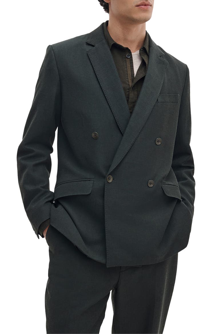 Butler Double Breasted Wool Blend Blazer, Alternate, color, CHARCOAL GREEN