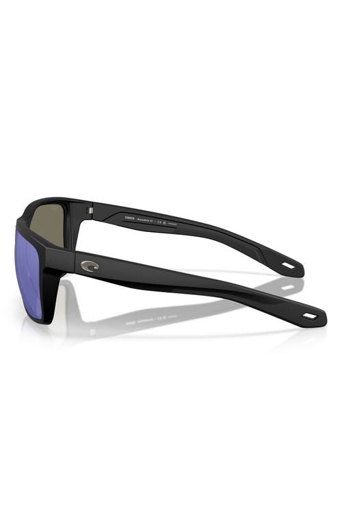 Costa Del Mar Broadbill Ii 58mm Polarized Rectangular Sunglasses In Matte Black/blue Mirror 580g