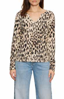 Sanctuary Print Split Neck Knit Top