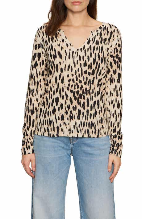 Sanctuary Print Split Neck Knit Top