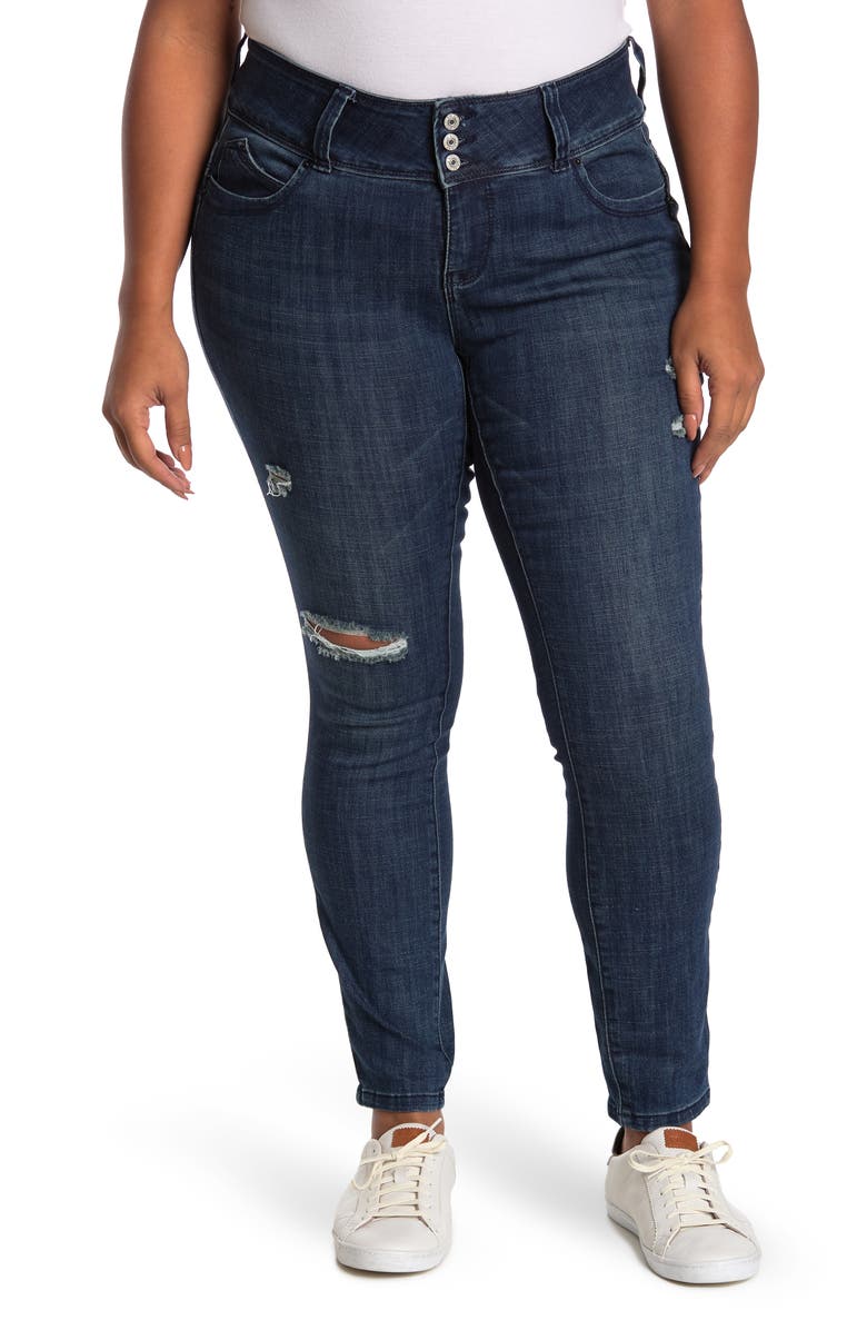 ROYALTY FOR ME 3-Button Crosshatch Skinny Jeans, Main, color,