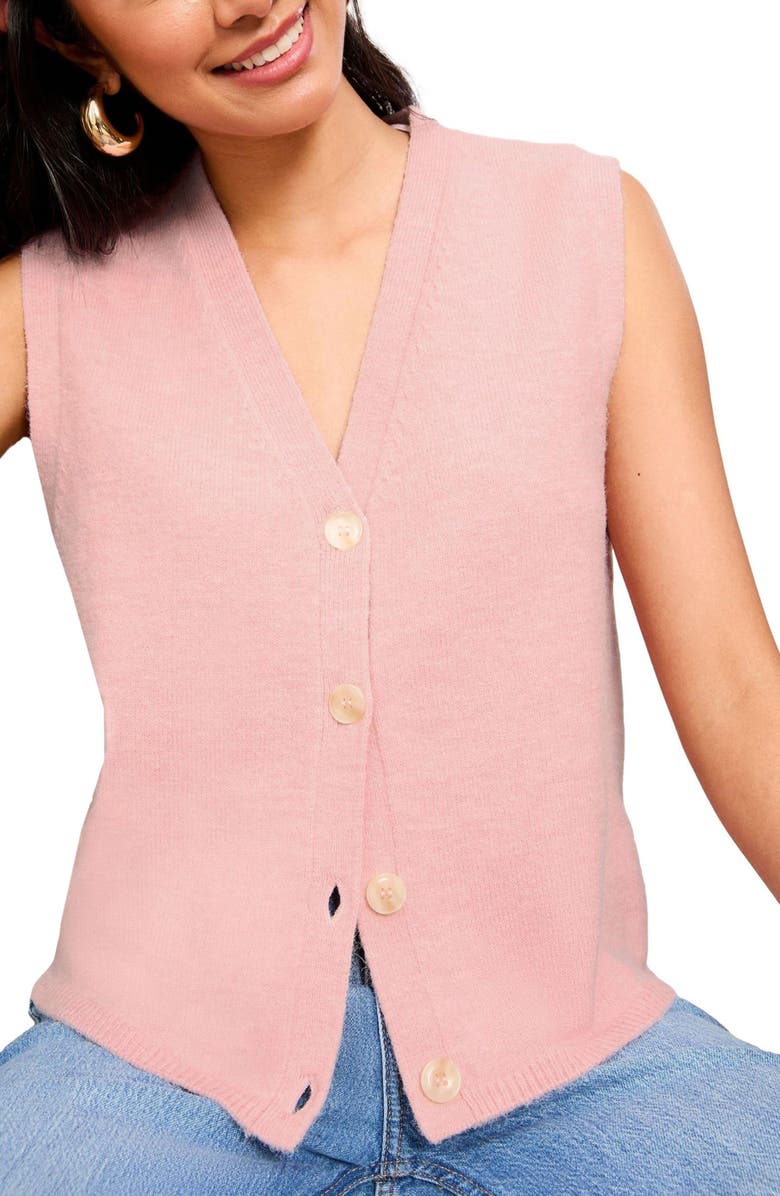 Friends Like These Front Button Sweater Vest, Alternate, color, Pink