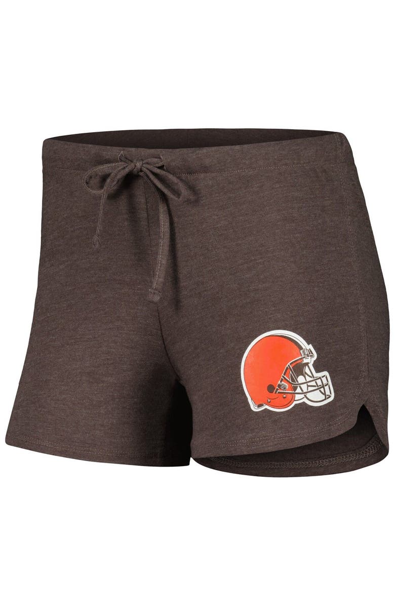 CONCEPTS SPORT Women's Concepts Sport Brown Cleveland Browns Meter Knit Long Sleeve Raglan Top & Shorts Sleep Set, Alternate, color, 