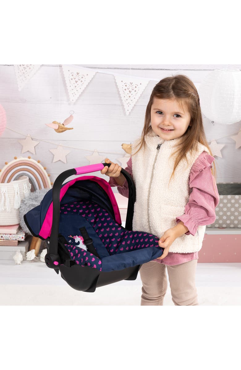 Bayer Design Baby Doll Deluxe Car Seat With Canopy Blue & Pink, Alternate, color, Multicolored