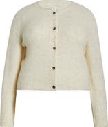 Treasure & Bond Rolled Crewneck Cardigan