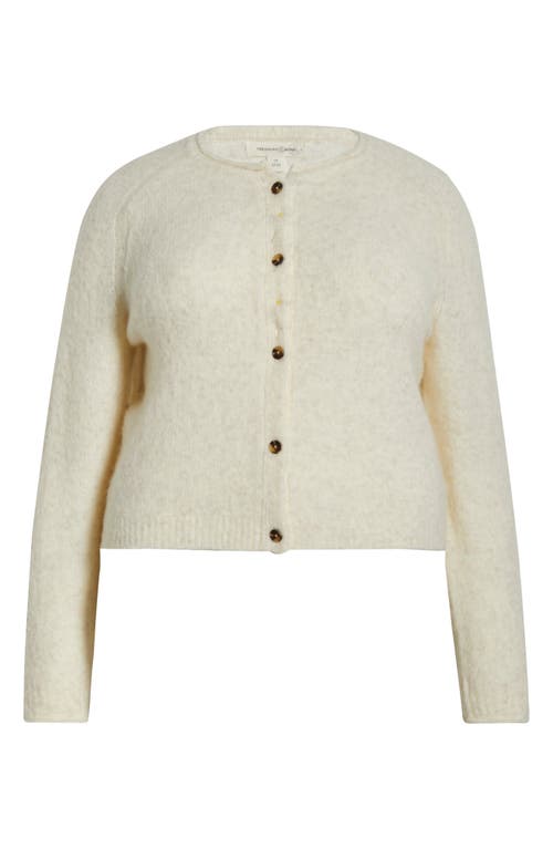 Treasure & Bond Rolled Crewneck Cardigan In White