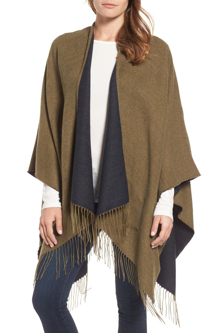Halogen® Reversible Ruana, Main, color, OLIVE COMBO
