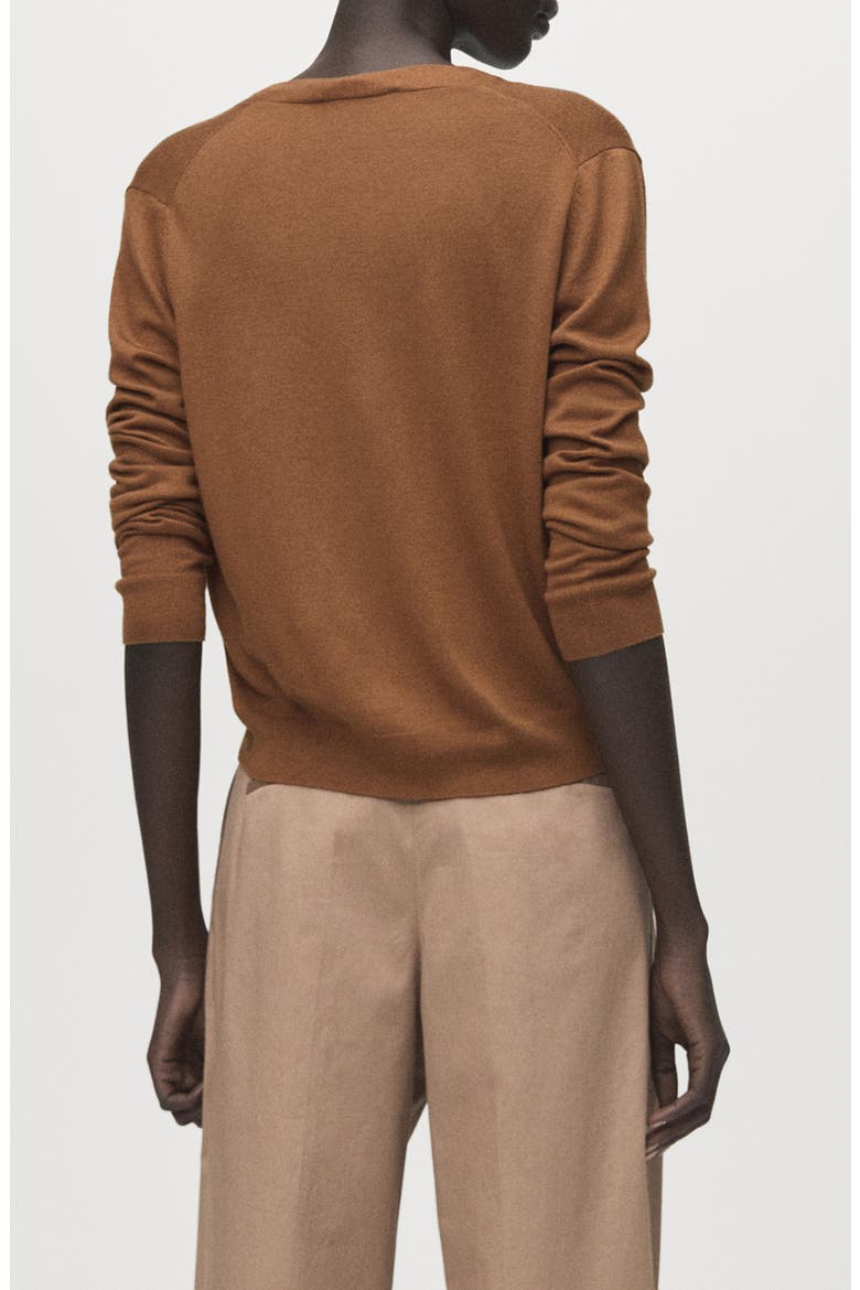 V-Neck Knit Cardigan, Alternate, color, TOBACCO BROWN