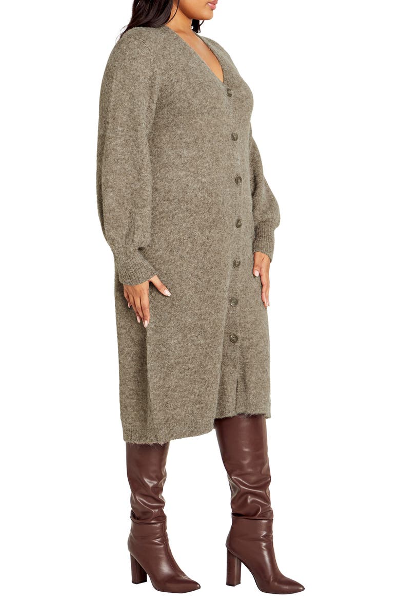 Eleni Button Front Long Sleeve Sweater Dress, Alternate, color, TAUPE MARLE