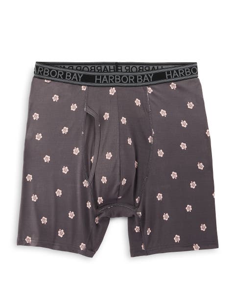 Big & Tall Hibiscus Print Tech Boxer Briefs
