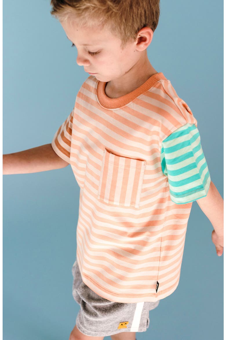 Kids' Striped T-Shirt, Alternate, color, SANDSTONE MULTI