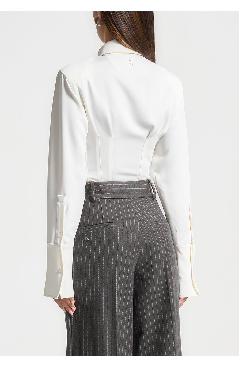 Manière De Voir Agnes Corset Shirt Bodysuit, Alternate, color, Off White