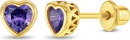 In Season Jewelry Heart CZ Bezel Girl Earrings