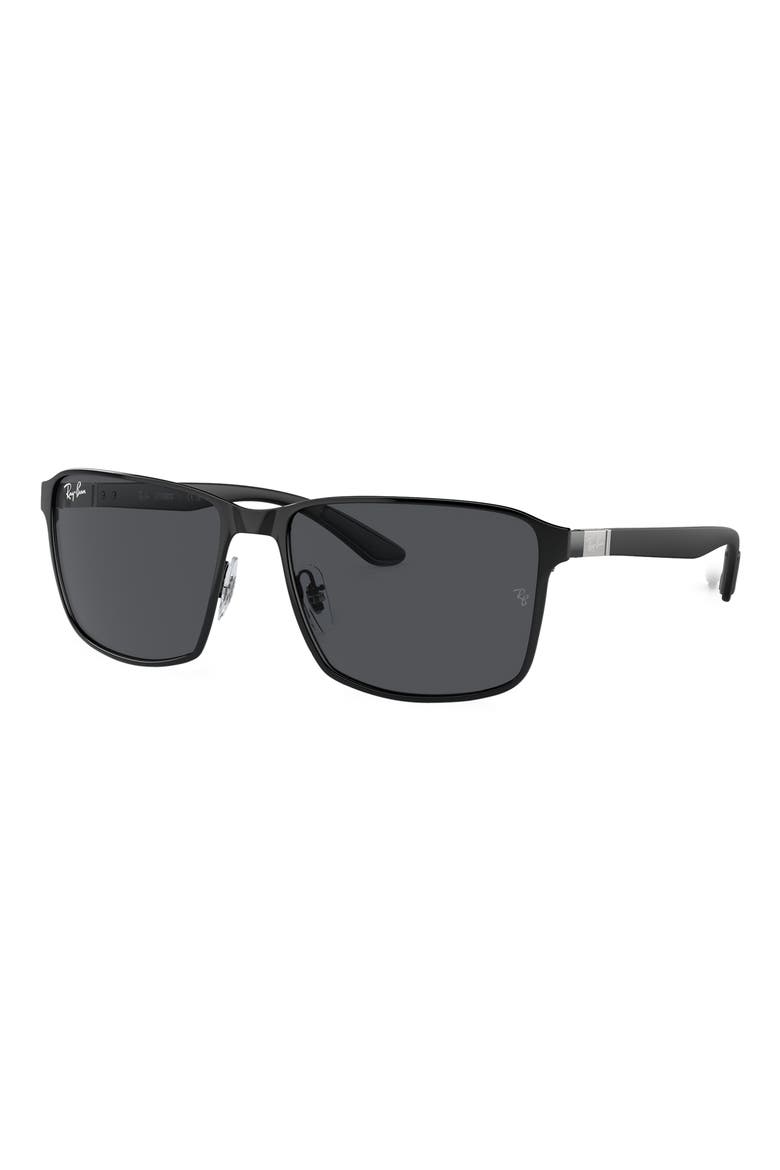 59mm Square Gradient Sunglasses, Alternate, color, MATTE BLACK