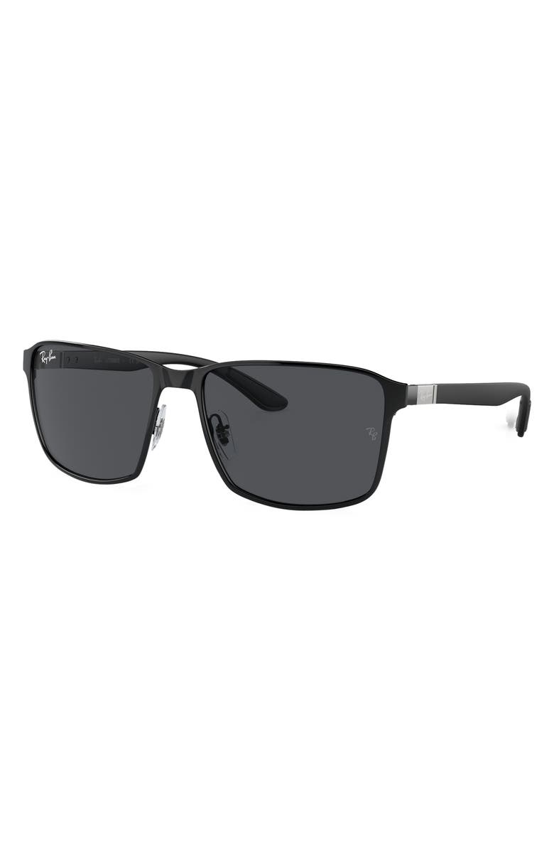 Ray-Ban 59mm Square Gradient Sunglasses, Alternate, color, Matte Black